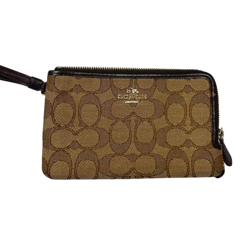 Coach Double Zip Wallet (or Large Wristlet) in their iconic Signature Canvas